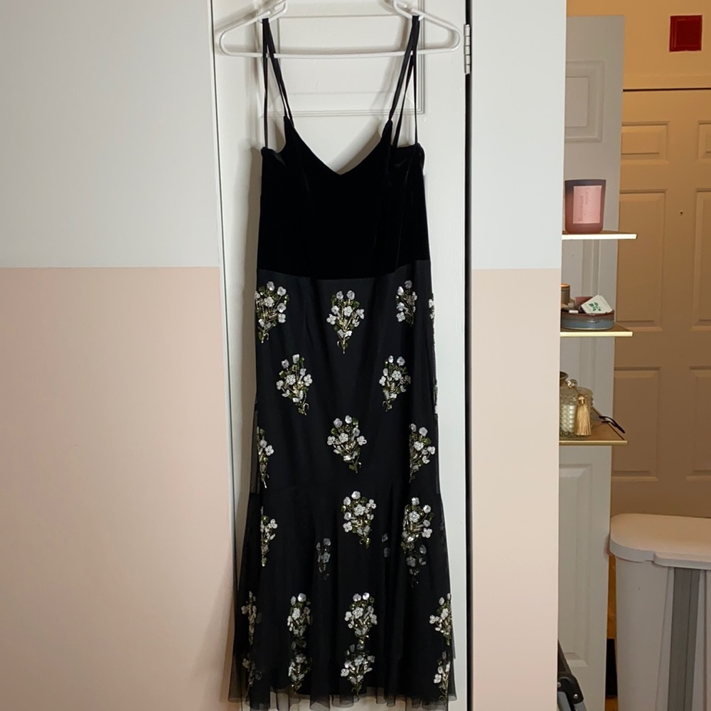 Adrianna Papell Midi Velvet Flowered Dress